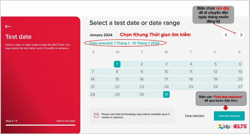 Chọn địa điểm và ngày thi thi IELTS tại IDP