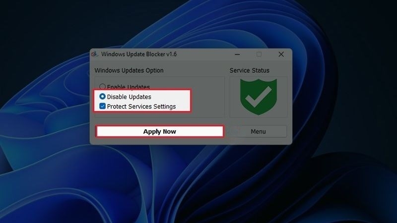 Chọn Disable Updates