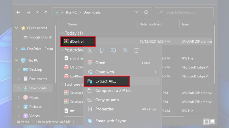 Click chuột phải vào file vừa tải về, sau đó chọn Extract All