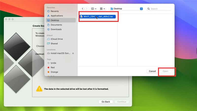 Chọn file ISO và phân vùng