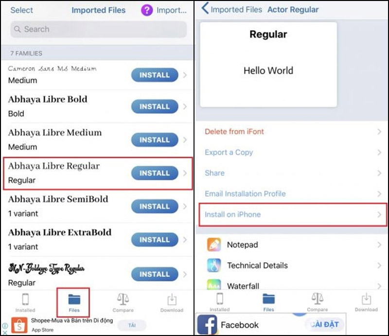 Nhấn vào nút Install, sau đó chọn Install on iPhone