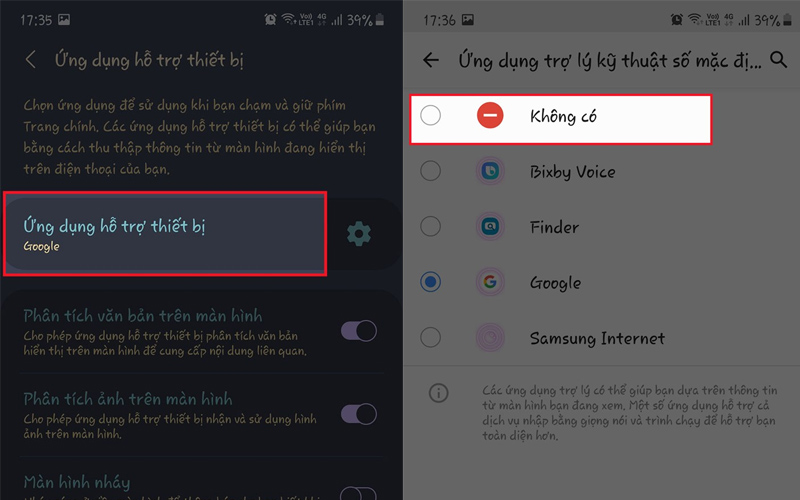 Tắt vĩnh viễn Google Assistant theo bằng cách chọn vào Không có