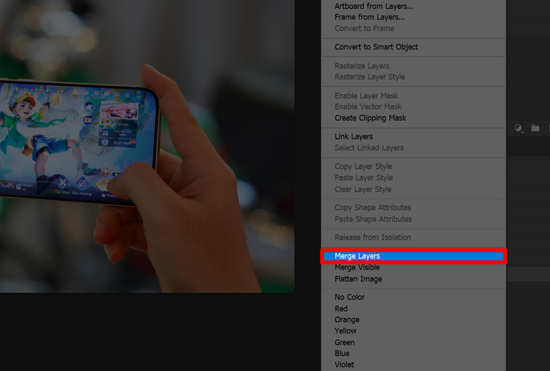 Click vào lệnh Merge Layers