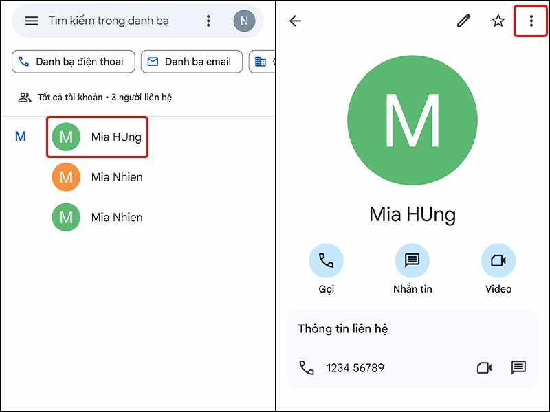 Nhấn vào biểu tượng dấu 3 chấm đứng