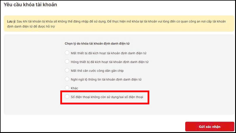Tick vào ô Số điện thoại không còn sử dụng/sai số điện thoại