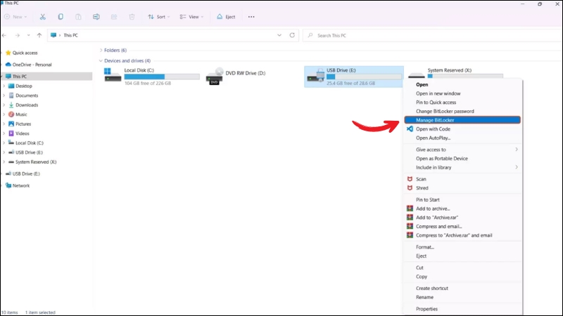 Nhấn chọn Manage BitLocker