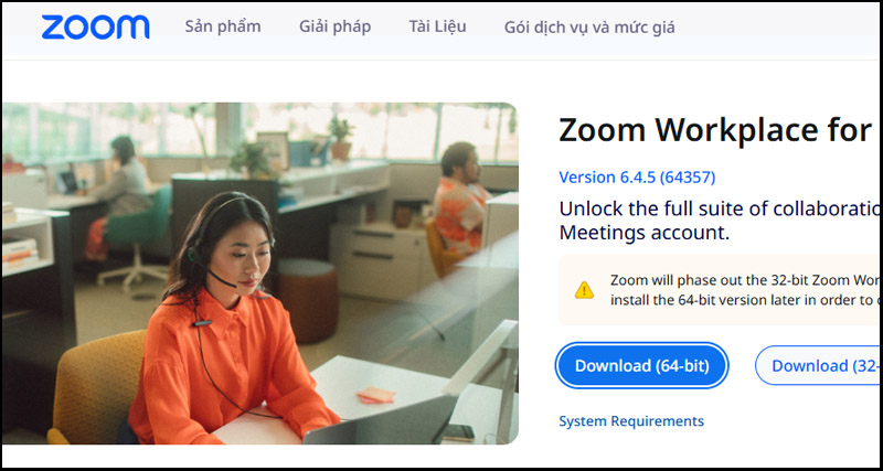 Nhấn vào tùy chọn Download để tải ứng dụng Zoom