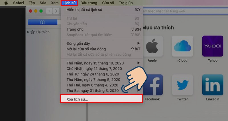 Xóa lịch sử Safari Macbook