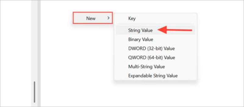 "New" > "String Value"