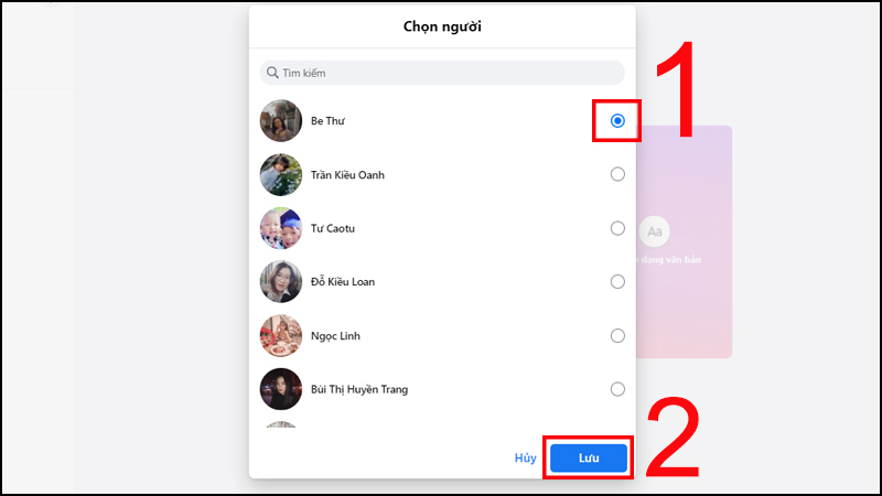 Trong danh sách bạn bè chọn người muốn chặn xem story sau đó nhấn Lưu
