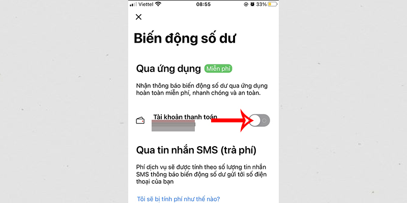 Bật thông báo biến động số dư qua ứng dụng hoàn toàn miễn phí