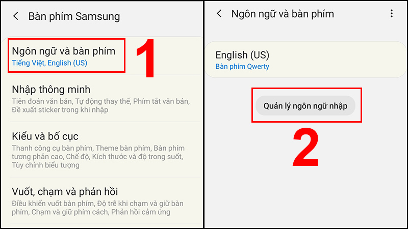 Nhấn vào mục Quản lý ngôn ngữ nhập