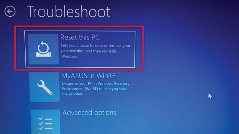 Ấn vào mục Reset this PC