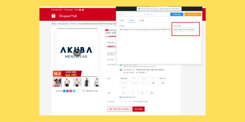 Chọn sản phẩm muốn rút gọn link và đợi hệ thống xử lý