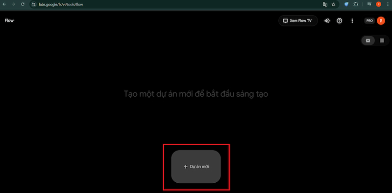 Chọn Tạo dự án mới