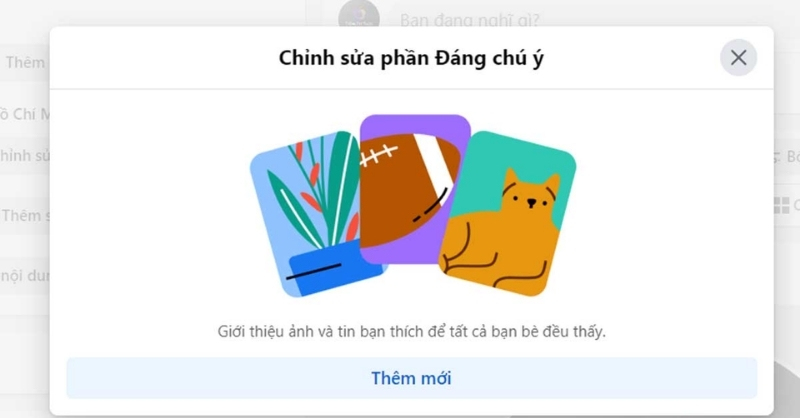 Chọn “Thêm mới” để tạo tin nổi bật trên Facebook bằng máy tính