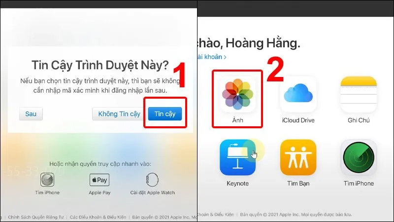 Chọn Tin cậy trình duyệt này và nhấn vào mục Ảnh