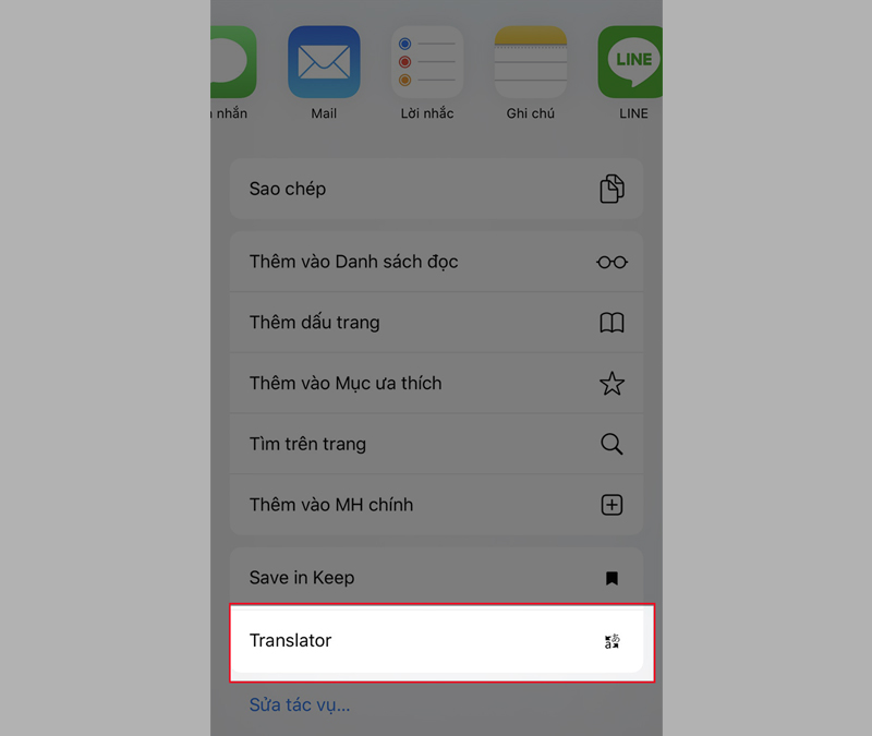 Chọn Translator để dịch trang web trên trình dịch Safari