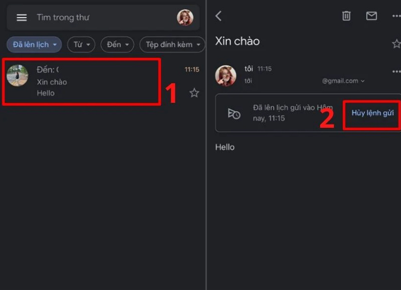 Hủy lệnh gửi nếu không muốn gửi mail nữa