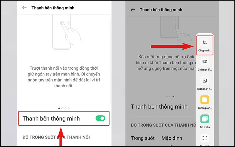 Kích hoạt tính năng Thanh bên thông minh để chụp màn hình OPPO