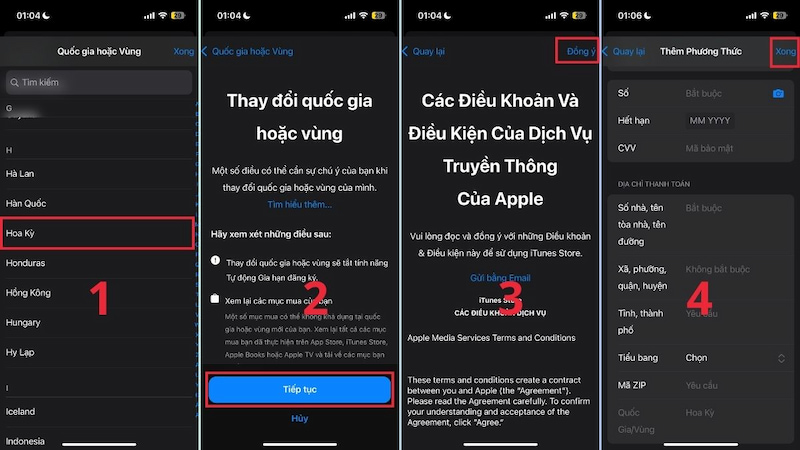 Chuyển vùng AppStore sang Mỹ trên Cài đặt