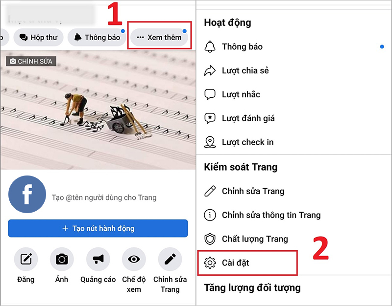 Tìm chọn "Cài đặt" (Settings)