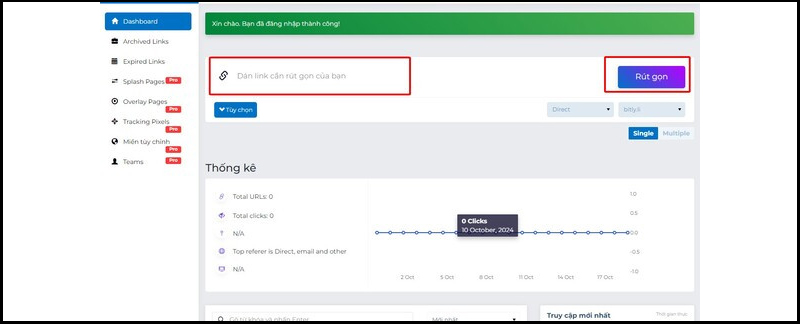 Truy cập trang chủ Bitly và dán link shop cần rút gọn vào