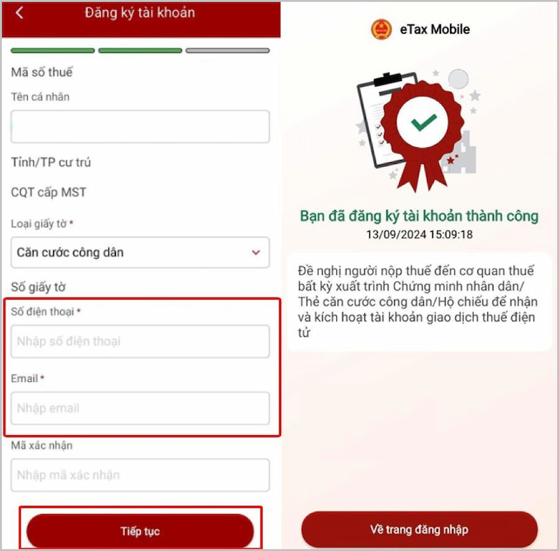 Đăng ký tài khoản ngay eTax Mobile