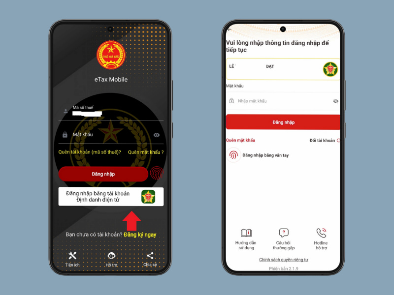 Đăng ký tài khoản eTax Mobile Đăng ký qua VNeID