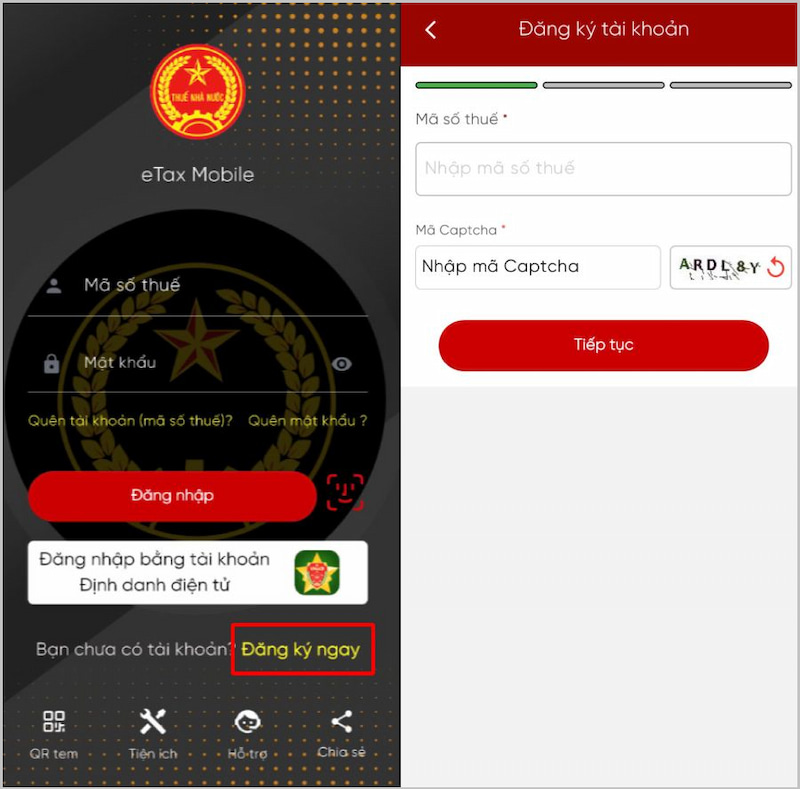 Đăng ký ngay eTax Mobile