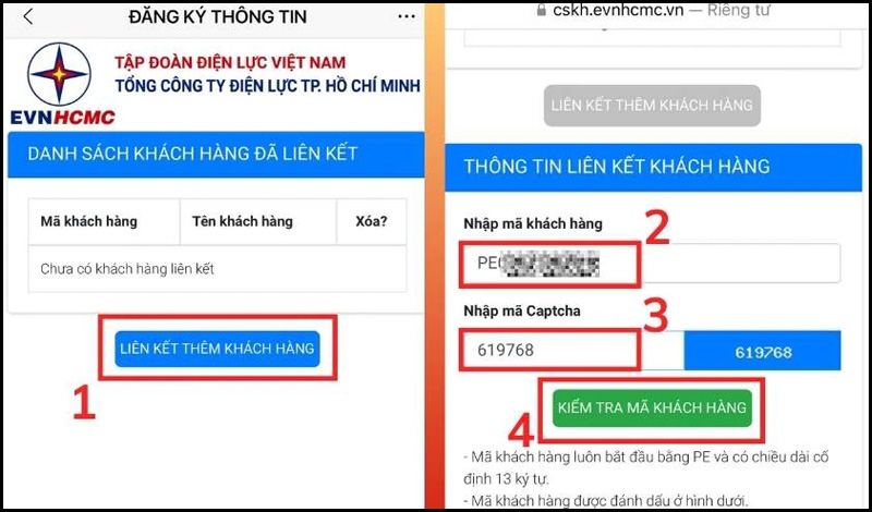 Nhấn vào Liên kết thêm khách hàng và nhập thông tin