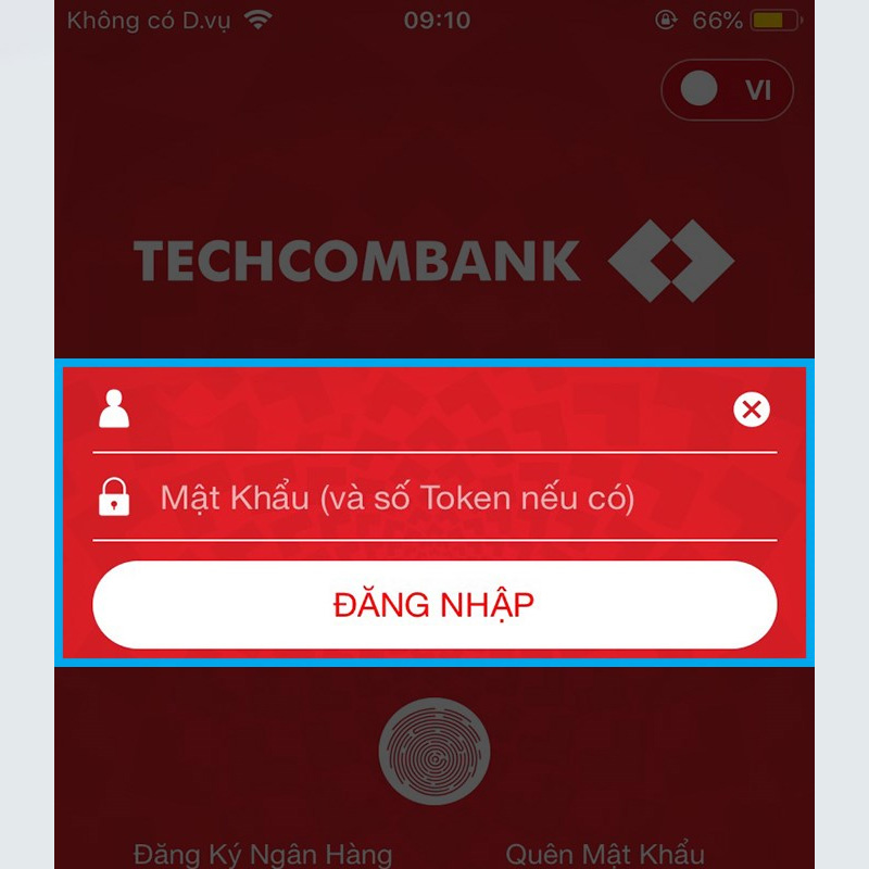 Mở ứng dụng Techcombank Mobile và tiến hành đăng nhập