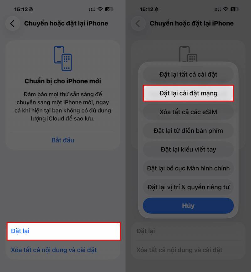 Đặt lại cài đặt mạng