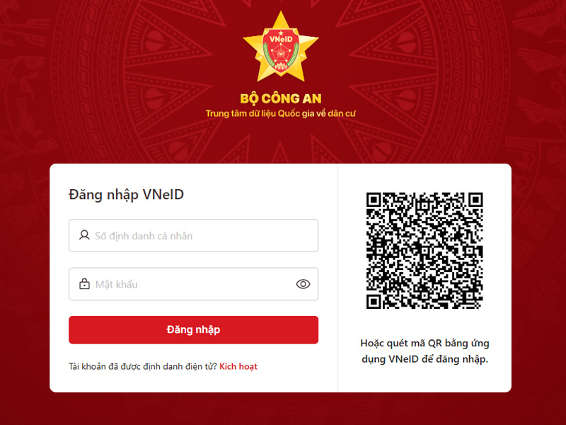 Đăng nhập vào tài khoản VNeID