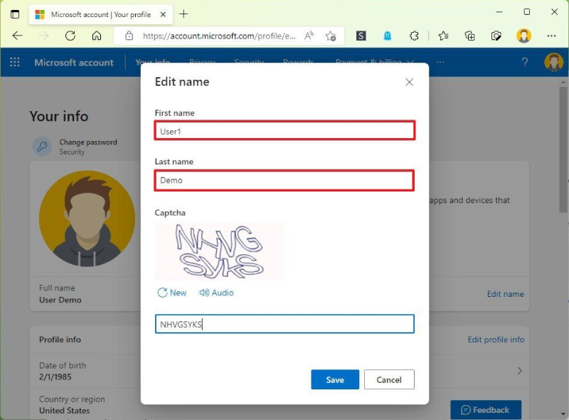 Bắt đầu edit name