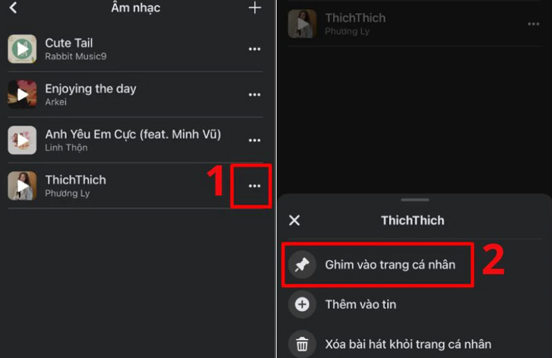 Chọn mục Ghim vào trang cá nhân