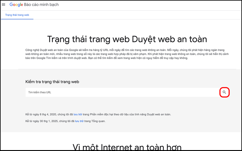 Google Transparency Report đánh giá độ an toàn của trang web