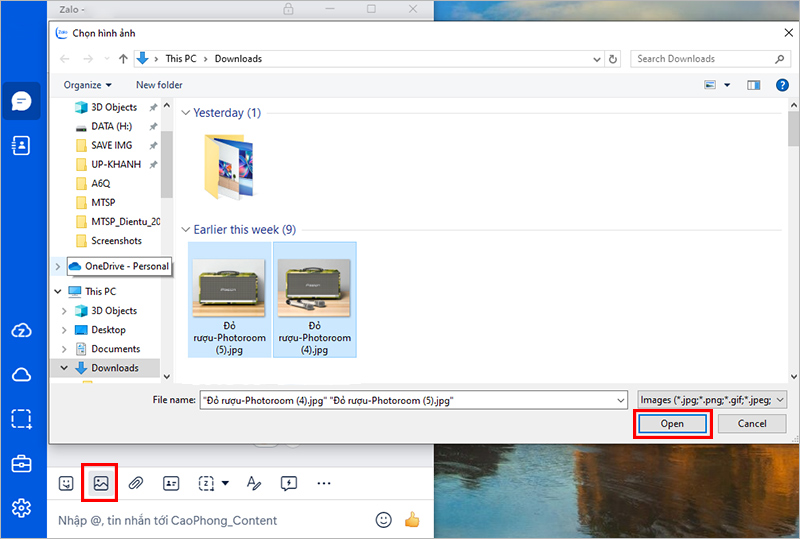 Gửi ảnh trực tiếp với chế độ HD