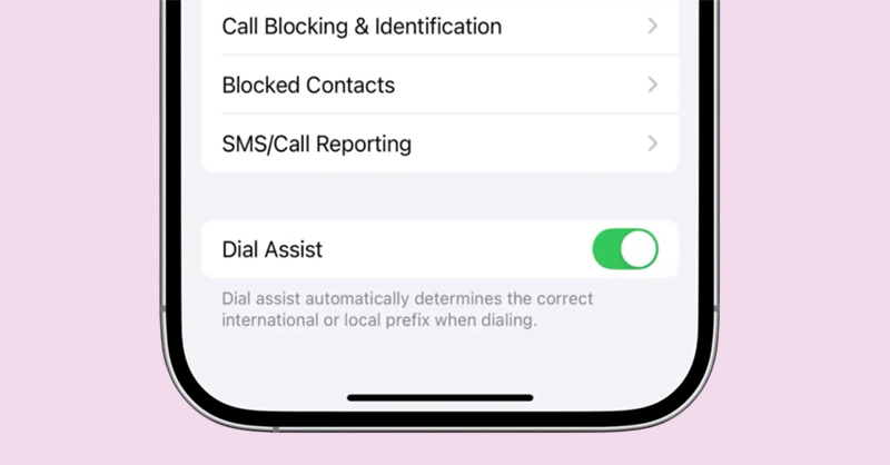 Dial Assist tự động thêm mã vùng quốc gia vào số điện thoại 