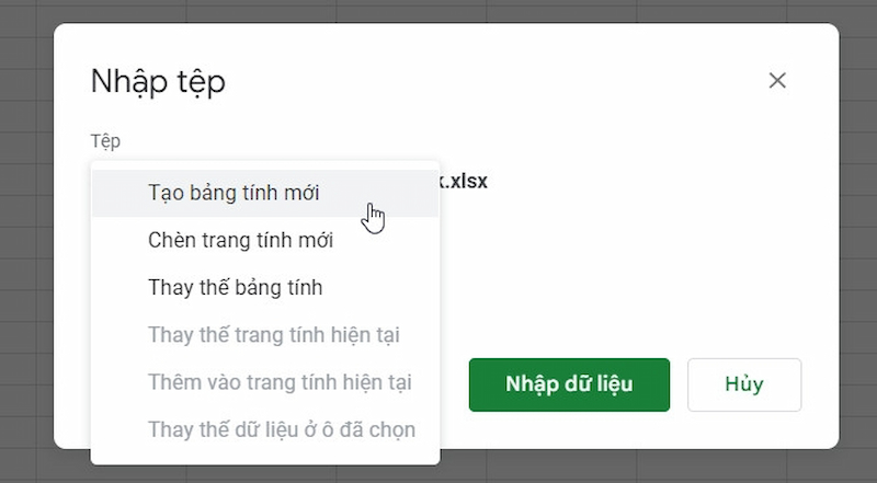 Hoàn tất đưa file Excel lên Google Sheet