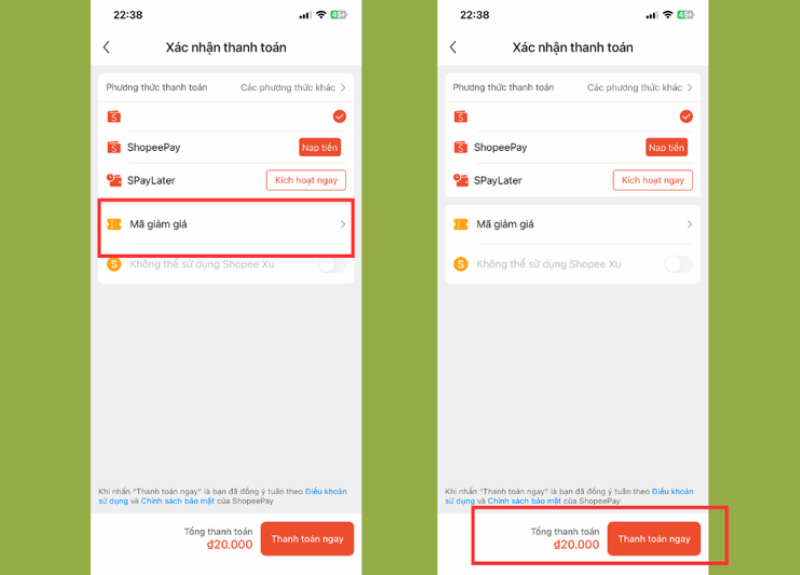 Xác nhận thanh toán nạp thẻ game trên Shopee