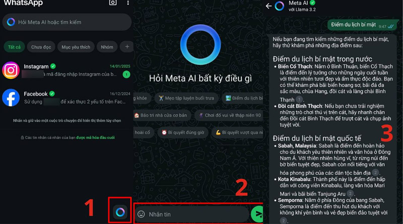 Các bước sử dụng Meta AI trong WhatsApp
