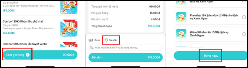 Nhấn Ưu đãi và dùng ngay mã khuyến mãi