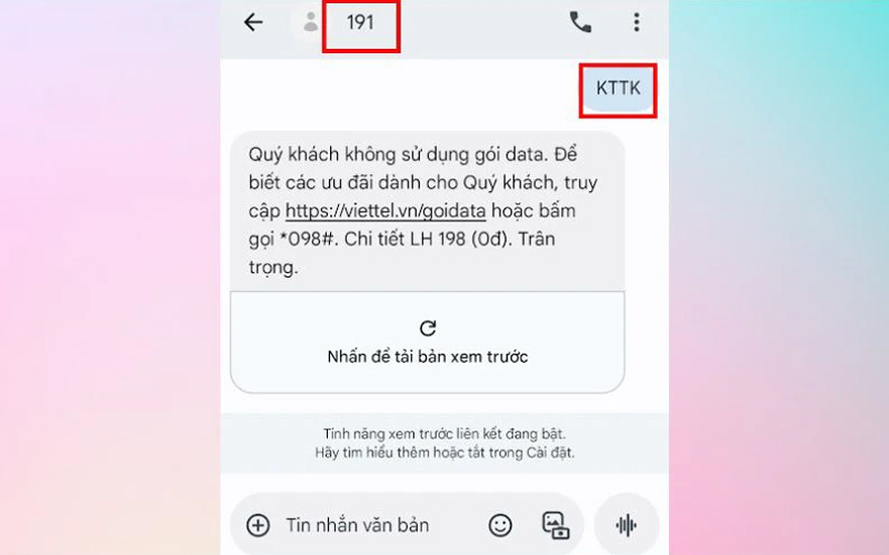 Kiểm tra gói cước Viettel đang sử dụng khi không có Internet