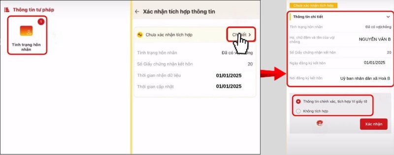 Kiểm tra lại nội dung tình trạng hôn nhân trên ứng dụng VNeID
