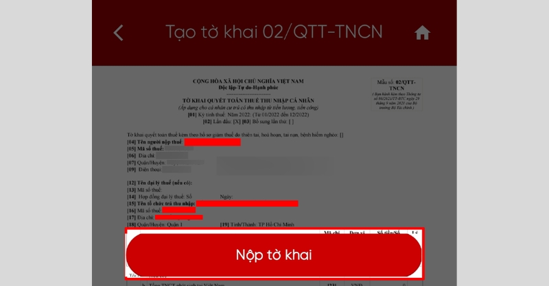 Kiểm tra lại thông tin trên eTax