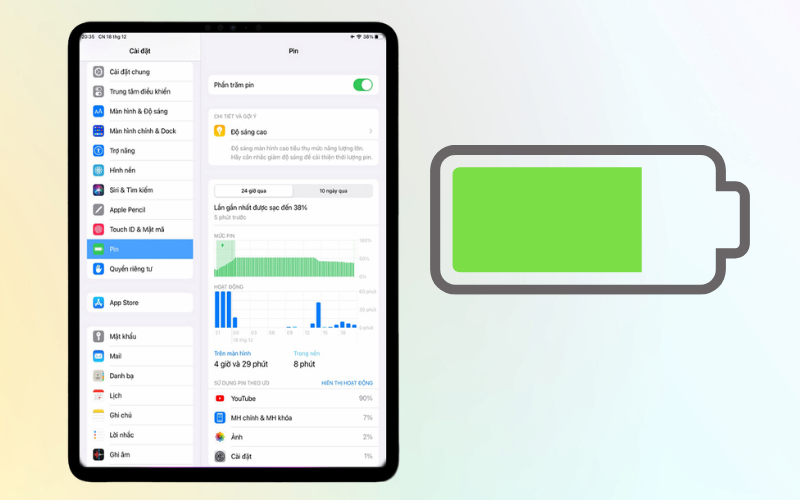 Kiểm tra tình trạng pin iPad