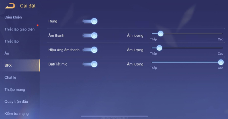 Kiểm tra tùy chọn Bật/Tắt mic