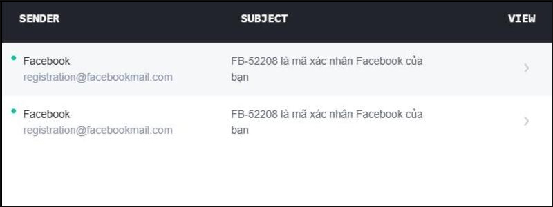 Facebook sẽ gửi một mã xác nhận đến địa chỉ email ảo