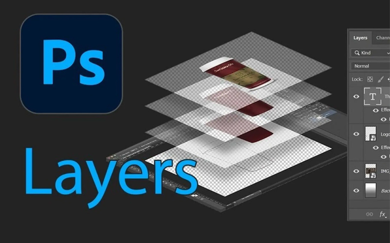 Layer trong Photoshop như lớp trong suốt xếp chồng lên nhau